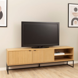 Meuble TV en bois effet tasseaux 176cm UBUD