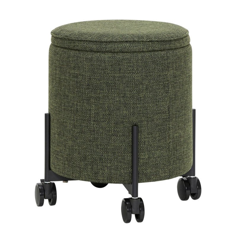 Pouf de rangement à roulettes vert 46 cm OXFORD