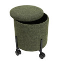 Pouf de rangement à roulettes vert 46 cm OXFORD