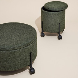 Pouf de rangement à roulettes vert 37 cm OXFORD