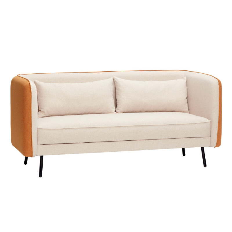 Canapé 2 places vintage bicolore orange et beige JANEIRO