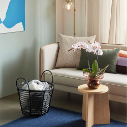Canapé 2 places vintage bicolore orange et beige JANEIRO