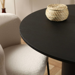 Table à manger ronde 110cm en bois noir AMBER