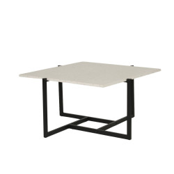 Table basse plateau terrazzo blanc et métal noir LOXIA