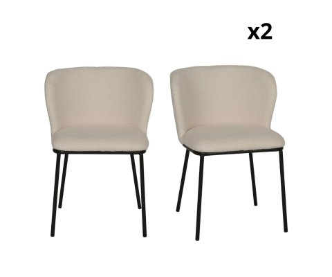 Lot de 2 chaises modernes en tissu bouclé NEYA