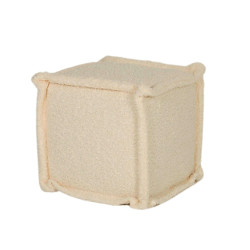 Pouf carré en tissu bouclé blanc TINO