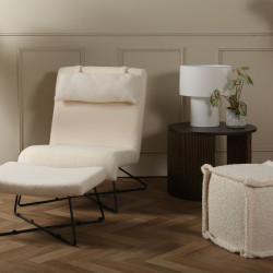 Lampe à poser élégante en lin blanc MYA