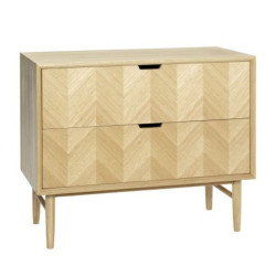 Commode 2 tiroirs motif chevrons en bois PAMILA