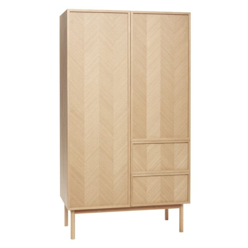 Armoire 2 portes 2 tiroirs motif chevrons en bois PAMILA