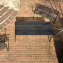 Table de jardin moderne en métal noir 191x92cm RAMIRO