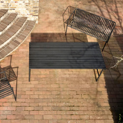 Table de jardin moderne en métal noir 191x92cm RAMIRO