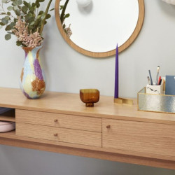 Console scandinave avec compartiments en bois LONGINA