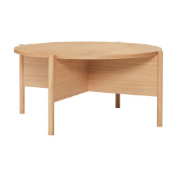 Table basse ronde pieds en croix en bois certifié HAZELA