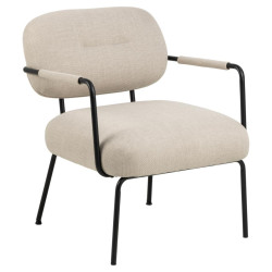 Fauteuil moderne en tissu beige et métal noir WILTON