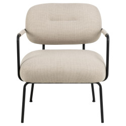 Fauteuil moderne en tissu beige et métal noir WILTON