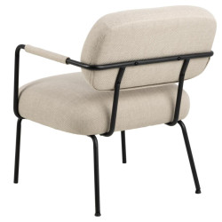 Fauteuil moderne en tissu beige et métal noir WILTON