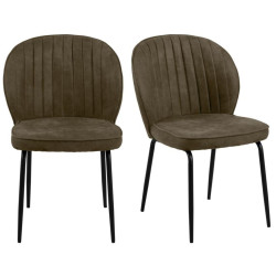 Lot de 2 chaises moderne en tissu marron NALICIA