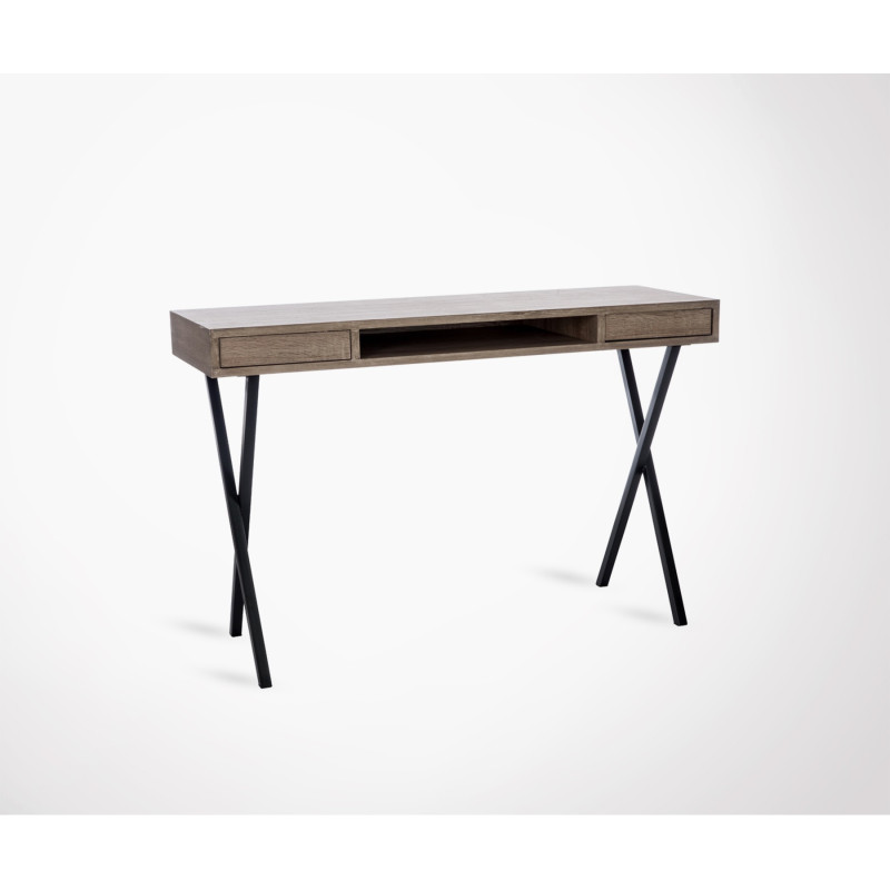 Modern Design Desk 2 Drawers With Metal Feet By J Line Modern Rectangular Desk With 2 Drawers Metal Legs Jobs 120 Cm