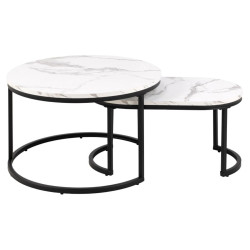 Set de 2 tables basse effet marbre SPIRO