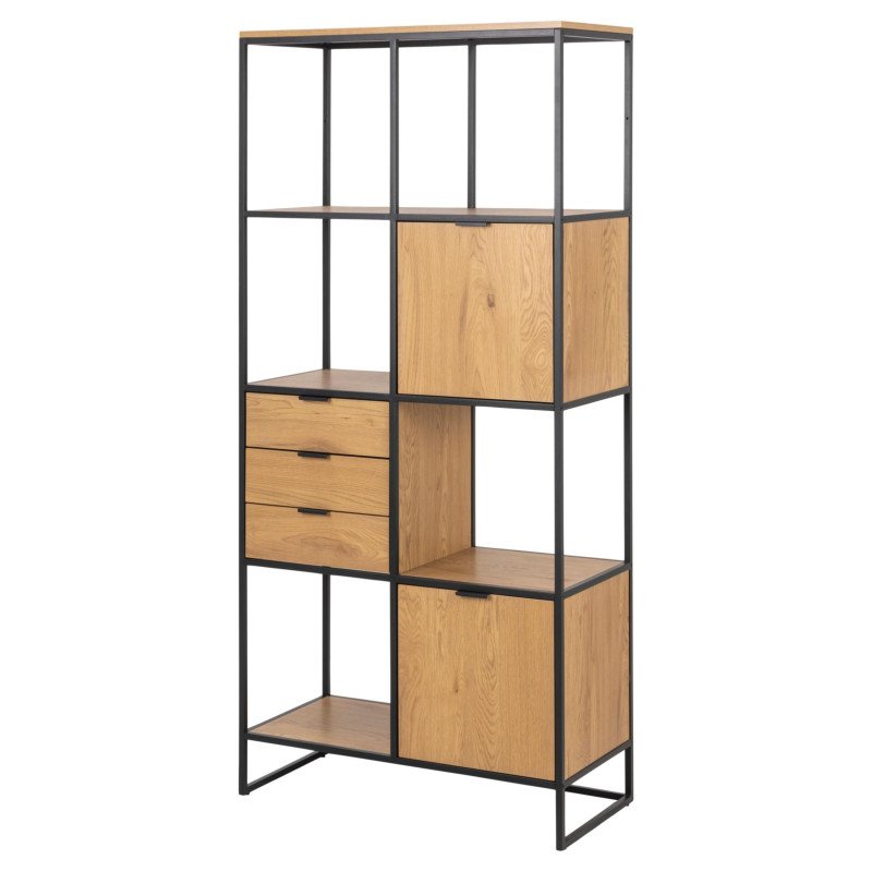 Etagère de rangement 85x40 en bois couleur nature/noir JONAVA