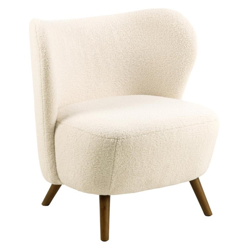 Fauteuil en tissu bouclé crème MBEMBA