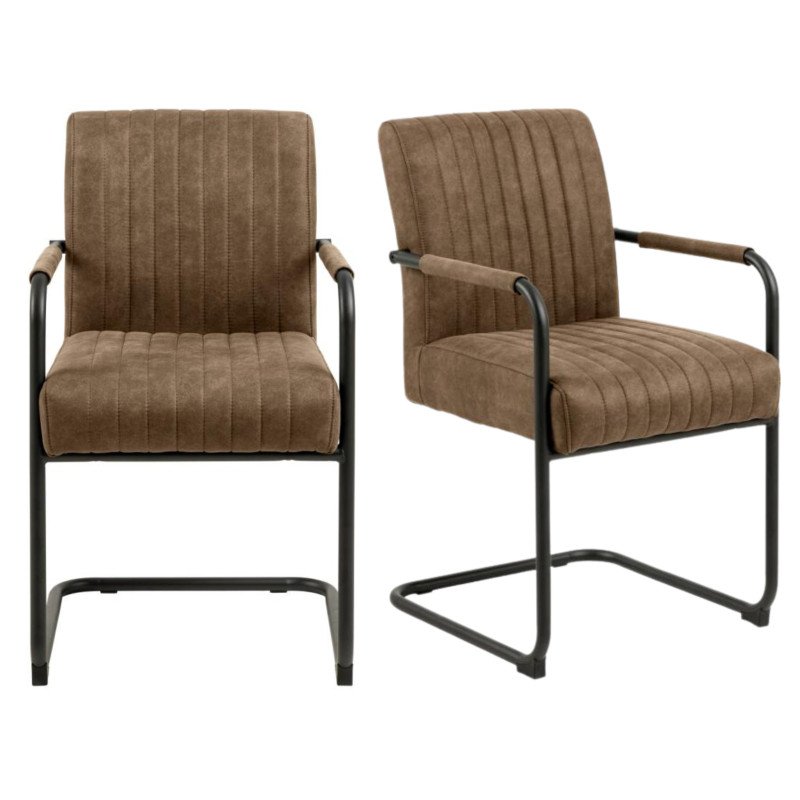 Lot de 2 chaises en tissu marron SEGHIR