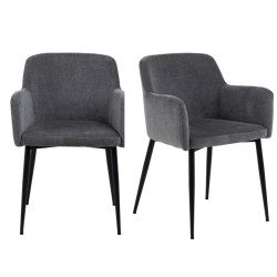 Lot de 2 chaises modernes en velours gris KARANA