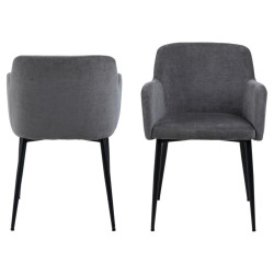 Lot de 2 chaises modernes en velours gris KARANA