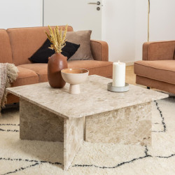 Table basse en marbre laqué 90X90CM VIGA