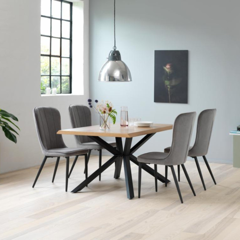 Table à manger design en bois et métal 90x160cm AGATHA