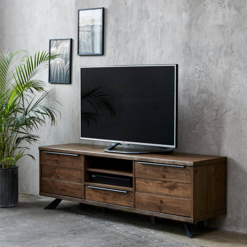 Meuble TV rustique en bois marron KIERON