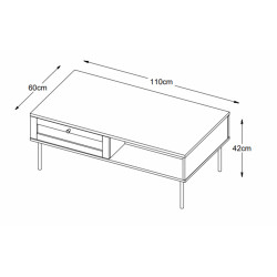 Table basse moderne en bois et métal noir TUVALU