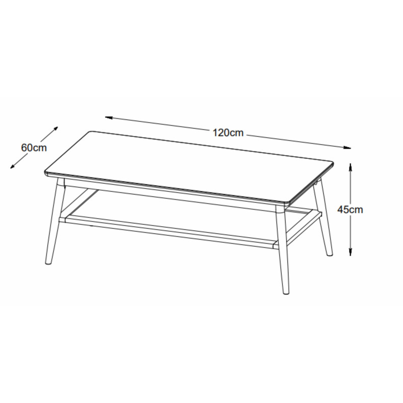 Table basse en bois 60x120 cm CARDON