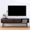 Meuble TV en bois marron et métal noir LATINO