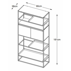 Bibliothèque moderne en bois et métal BOXNO