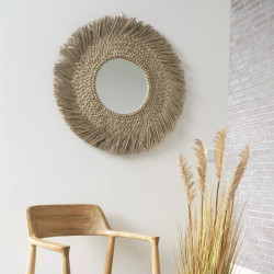 Miroir rond à franges en rafia 70cm OSAKA