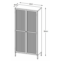 Armoire en verre et en métal 8 carrés 190cm SOHAIB