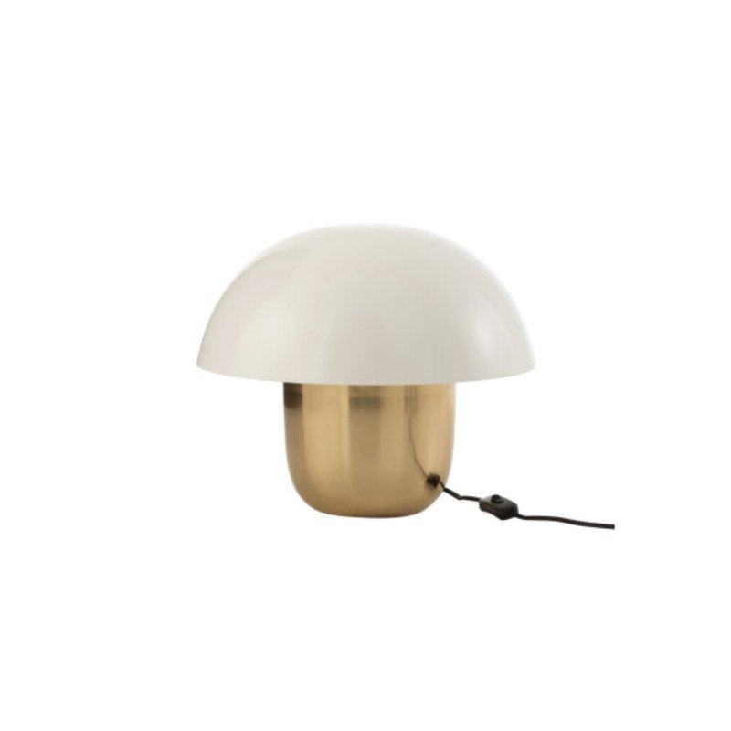 Lampe champignon 40cm en métal doré et blanc MUFF