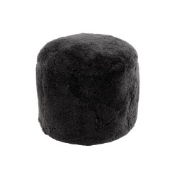 Pouf rond 57cm effet peau de mouton noire MOTIX