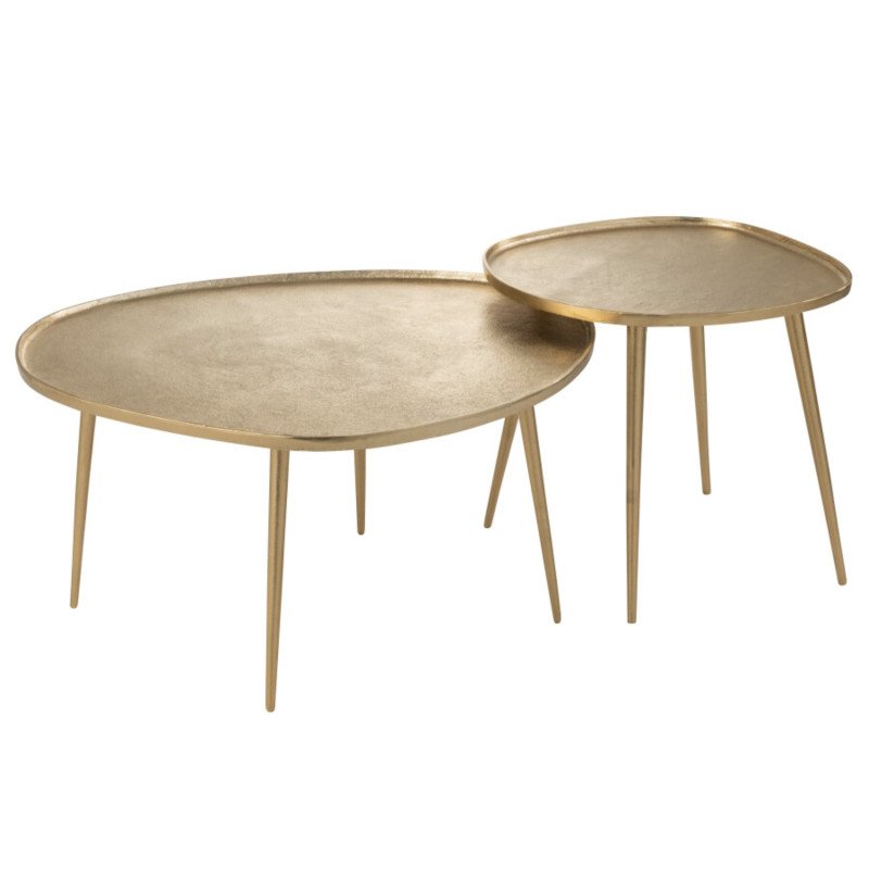 Set de 2 tables basses en métal doré VIXIE