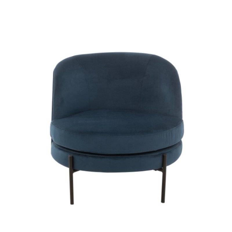 Fauteuil moderne arrondi en velours bleu TOOX