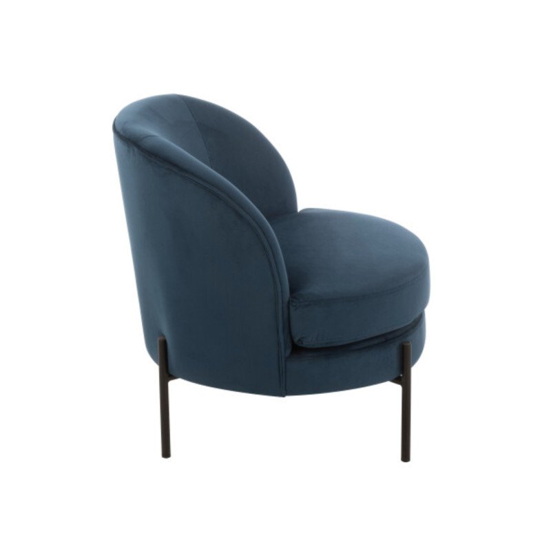 Fauteuil moderne arrondi en velours bleu TOOX