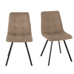 Lot de 2 chaises en velours matelassé taupe GABAN