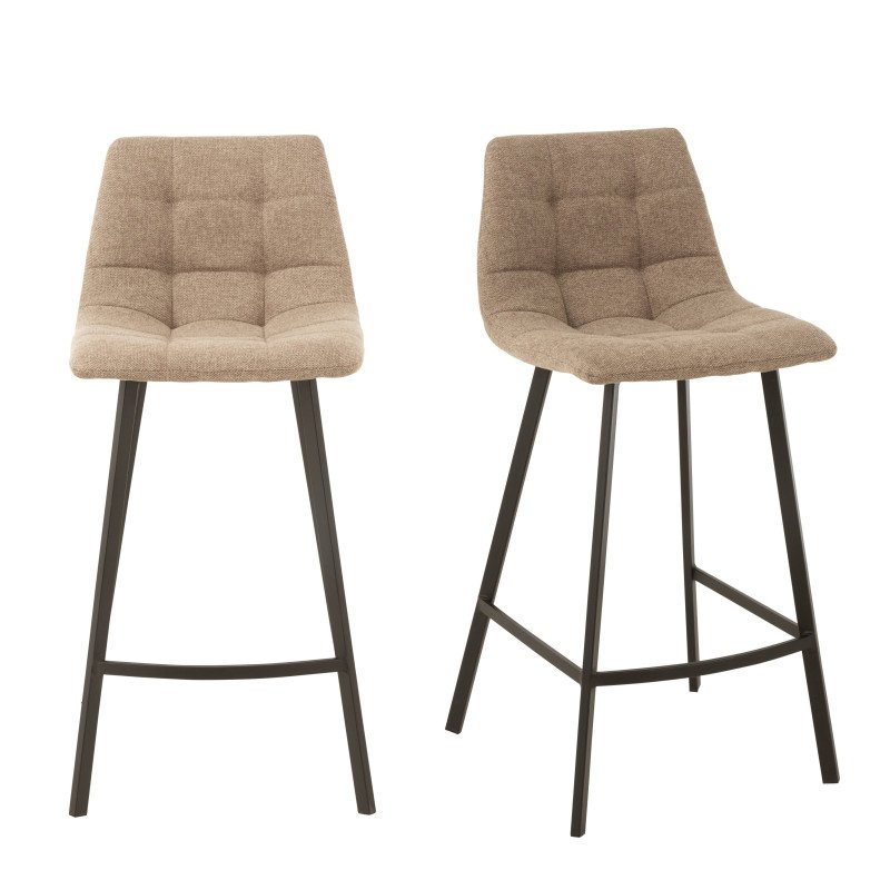 Lot de 2 tabourets modernes en tissu matelassé GABAN