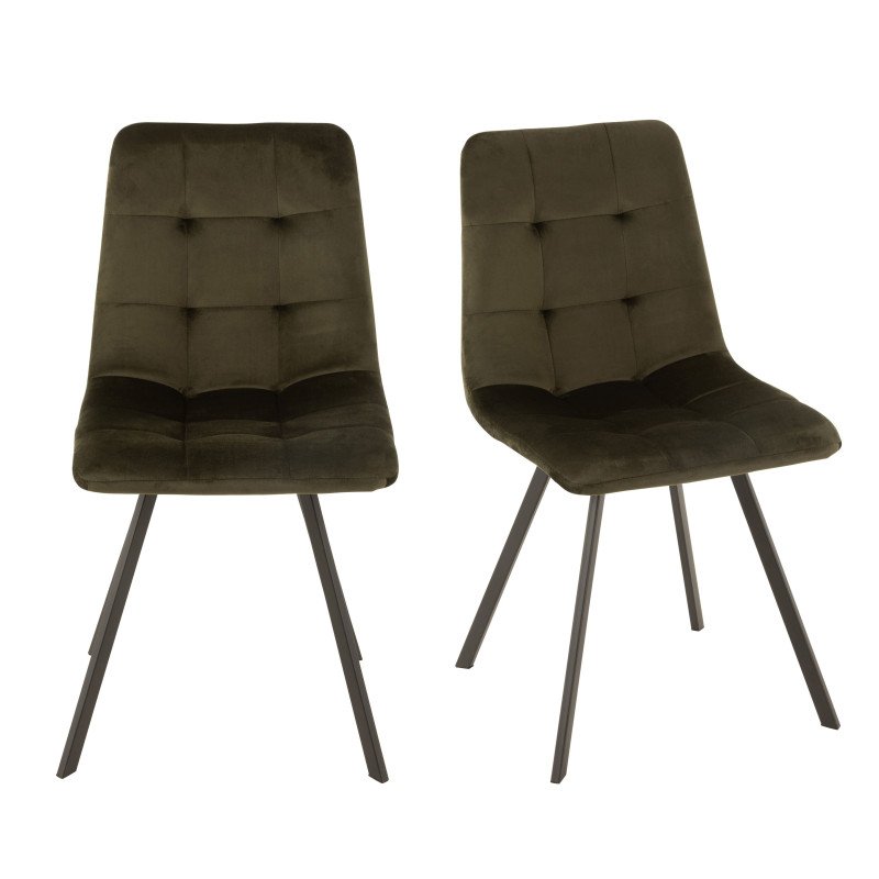 Lot de 2 chaises en velours vert WAX