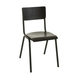 Lot de 2 chaises rétro en métal et bois noir NUISA