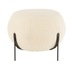 Pouf design en tissu bouclé blanc SPHERIA