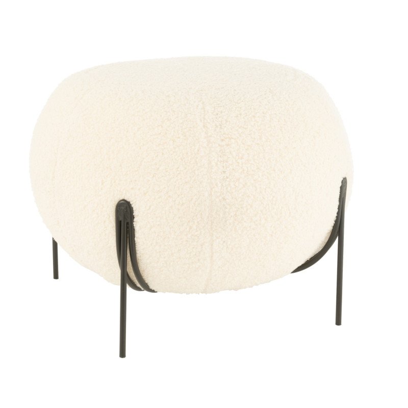 Pouf design en tissu bouclé blanc SPHERIA