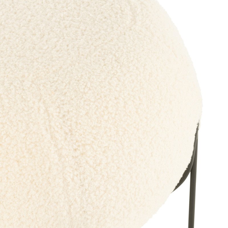 Pouf design en tissu bouclé blanc SPHERIA