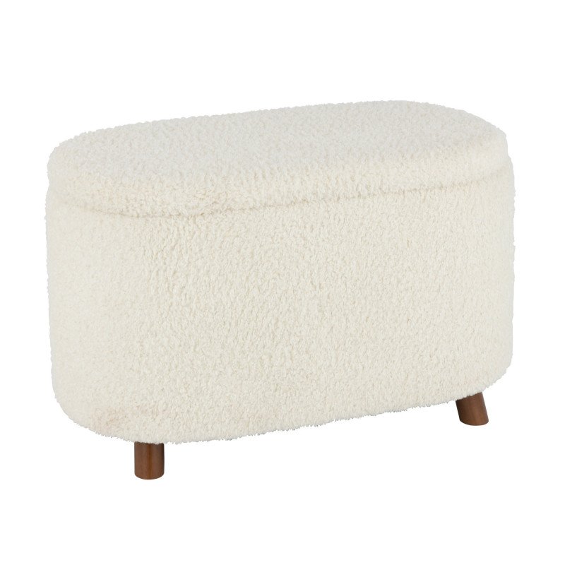 Pouf ovale avec coffre en tissu bouclé ZIKY